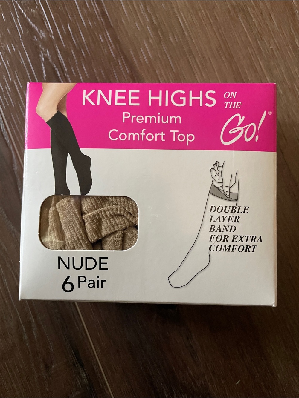 On the go Premium Comfort Top knee Highs 6 pair NUDE - New